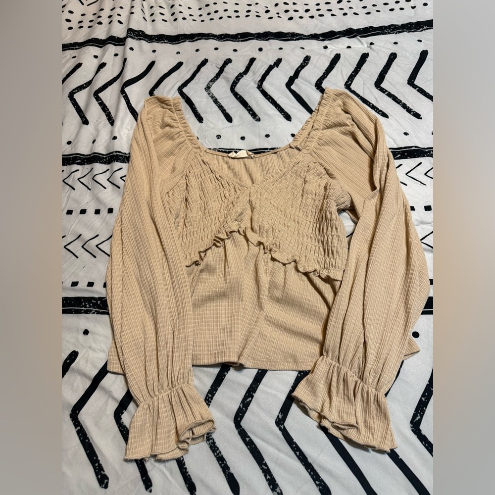 Altard State Beige Ruffled Women's Top